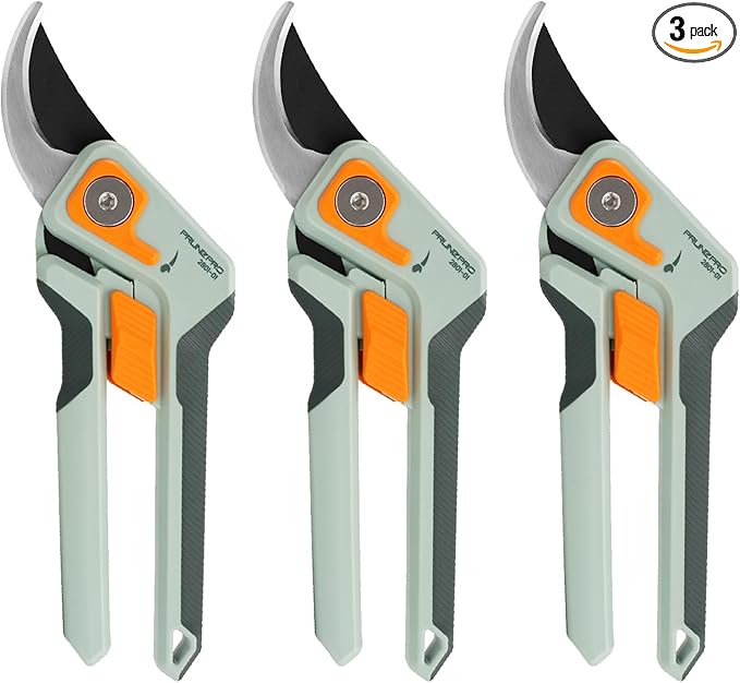 PrunePro 8" Professional Pruning Shears for Gardening Bypass Hand Pruner Stainless Steel Sharp Garden Scissors Plant Flower Rose Garden Clipper - 3 Pack