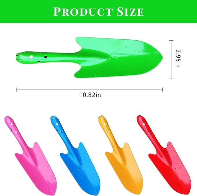 Garden Trowel for Digging and Planting, Mini Colorful Metal Hand Shovel, Small Trowel Set Garden Tools for Flower Soil Planting Digging Transplanting Ideal Gardening Gift for Kids