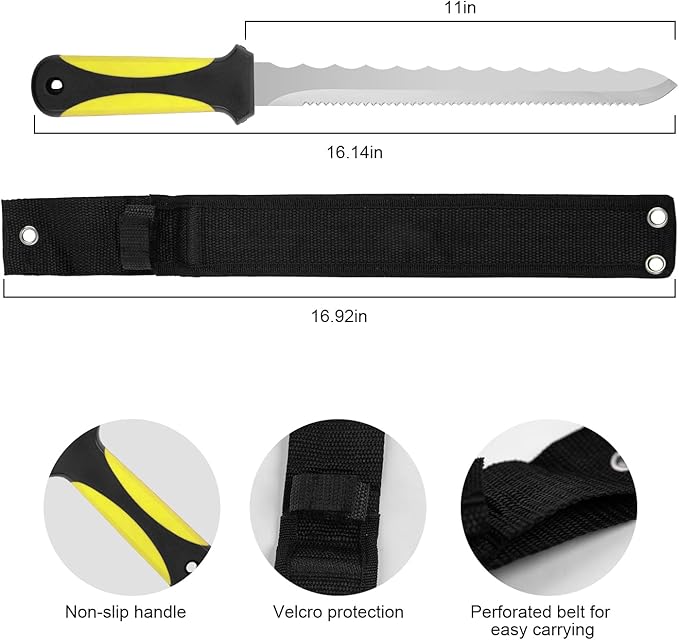 Sod Cutter knife: Insulated knife 11.14-inch sod knife blade, Stainless Steel double-edged for outdoor, Lawn Repair, easy to carry (yellow)