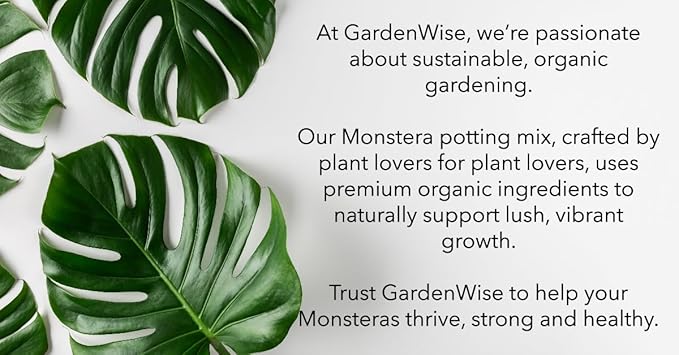 GARDENWISE Monstera Potting Soil Mix – Organic, Fast-Draining, Chunky Soil with Coconut Coir & New Zealand Bark for Indoor Plants – Premium Fertilizer for Monstera Deliciosa, Albo & More (3 quarts)