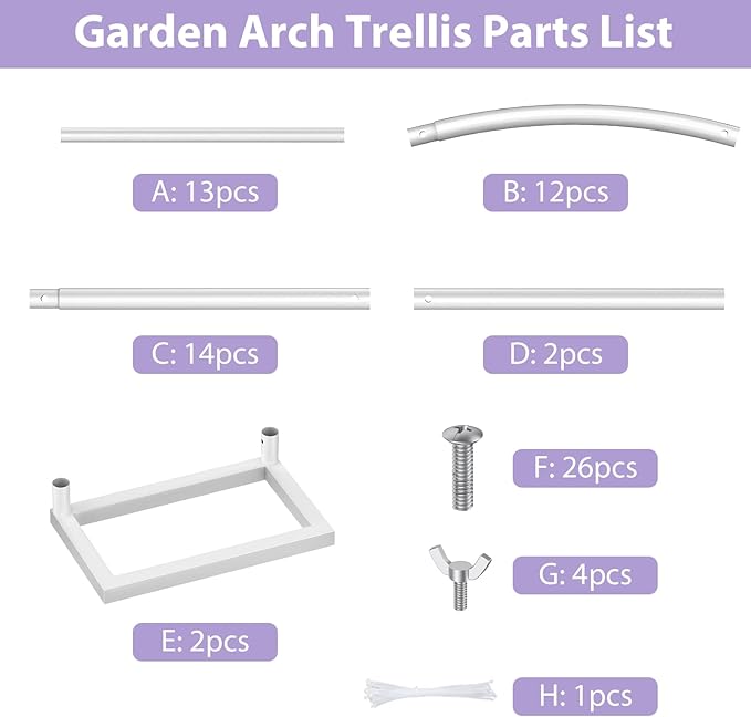 Sunexinlo Garden Arch Trellis with Base, 5.3'W x 7.6'H or 7.9'W x 6.3'H Wedding Arch, Metal Garden Trellis for Climbing Plants Outdoor Wedding Christmas Bridal Party Decoration, White