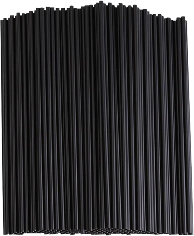 600pcs 10.23 Inch Black Color Disposable Plastic Straws,0.24 Inch Diameter Drinking Straws for Tumblers Ice Coffee and Festive Parties