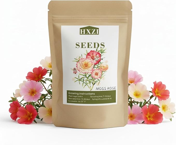 Moss Rose Seeds for Planting Outdoors, Pack of 10000 Portulaca Grandiflora Flower Seeds for Planting