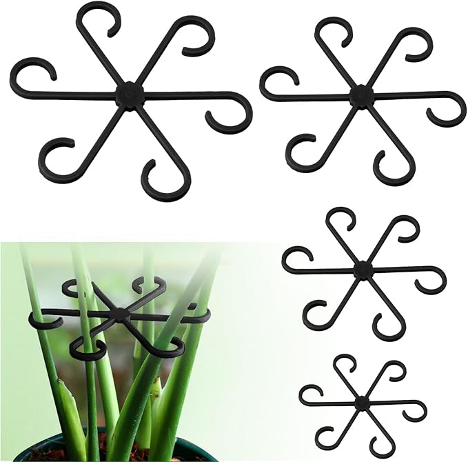 12Pcs Plant Stem Supports, Reusable Plastic Plant Accessories Indoor, Monstera Plant Support for Climbing Houseplants, Stakes Trellis Stem Hook Growth Tools for Neat Garden Arrangement(Black)
