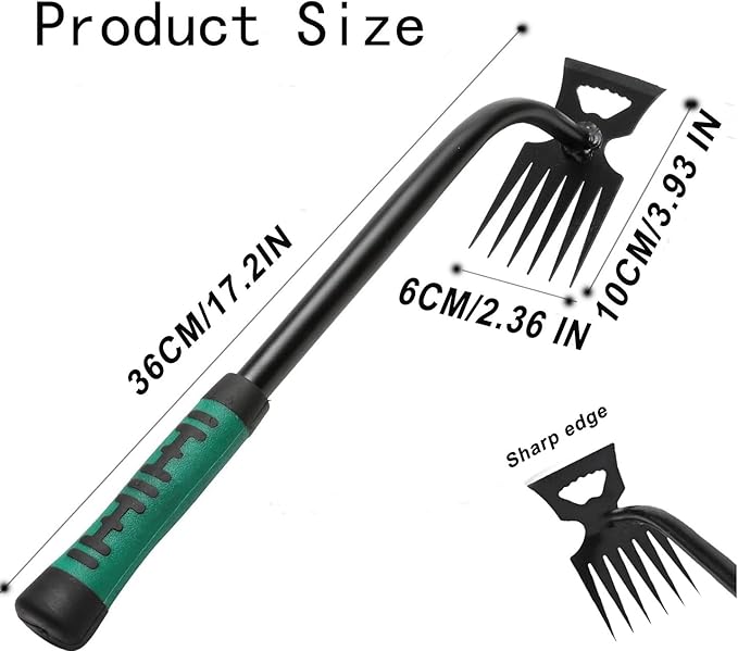 Weed Puller Gardening Hand Weeder Tools,Portable Artifact Uprooting Weeding 6 Teethes Manganese Steel Weed Removal Dual Purpose Manual Hand Pulling Tool for Lawn Garden