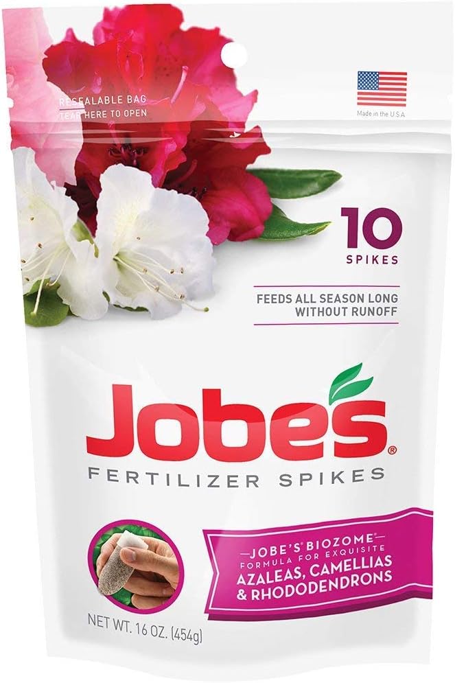 Jobe's 100046761 Azalea, Camellia & Rhododendron Fertilizer Spikes 9-8-7, 3 Pack (10 Spikes per Pack)