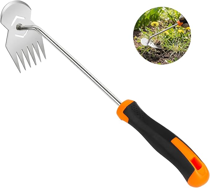 Garden Weed Tool,2026 Portable Weeding Tool,6 Tooth Stainless Steel Hand Weeder Tool,Adopt Anti slip handle,conforms to ergonomic curves,Suitable For Vegetable Cultivation And Horticulture on Farms