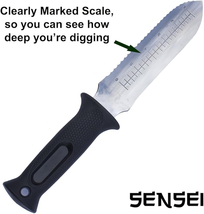 Hori Digging Knife - 7.5 Inches, with Leather Sheath, Black