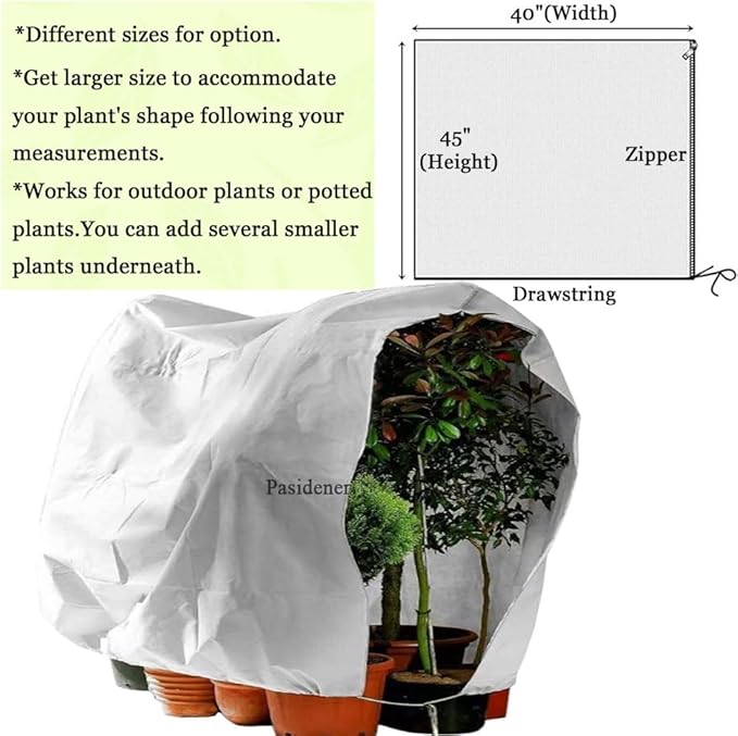 Plant Covers Freeze Protection 3 Packs 45" x40" 2.2oz Tree Covers Frost Plant Covers Freeze Cloth for Outdoor Plants with Zipper Drawstring