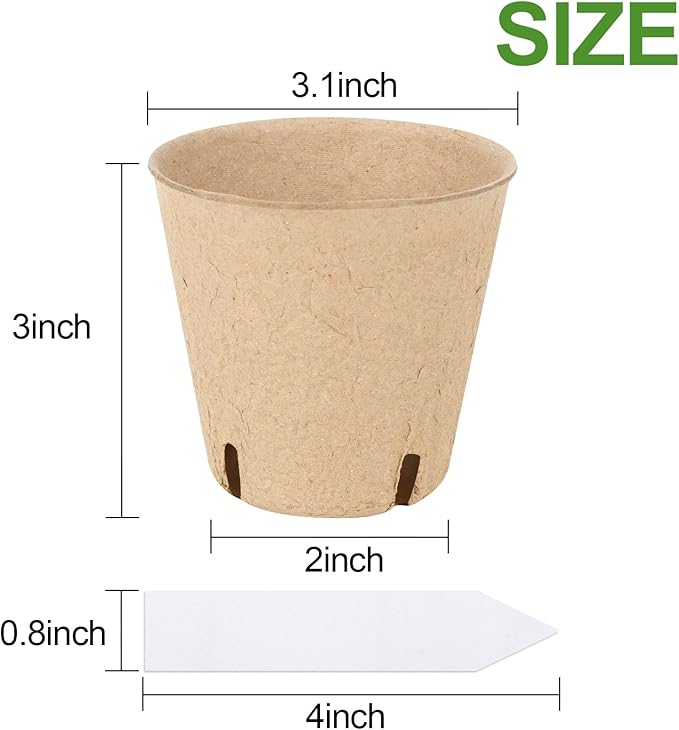 120PCS 3.15 Inch Peat Pots for Seedling, Outdoor Garden Germination Nursery Peat Pots Plants with Bonus 20 Plant Labels