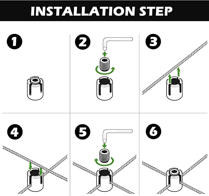 20pcs 1/8" Cable Cross Clamps, T316 Stainless Steel Cross Cable Clamps for 3mm Wire Rope or Rod Fittings, No Drilling Clips for Wire Trellis Kits (Invisible)