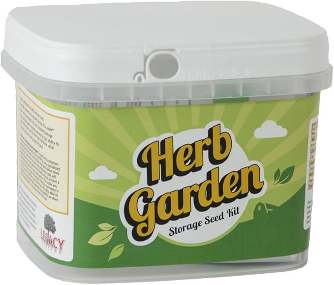 Garden Survival Seed Assortment - Over 50,000 Non-GMO, Heirloom Dried Survival Gardening Seed Vault - Long Term Emergency Storage: Basil, Dill, Parsley, Sage, More