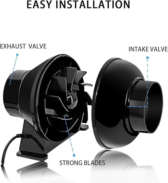 4 inch Exhaust Fan, 200 CFM Plastic Ventilation Fan Blower for Hydroponics Grow Tent
