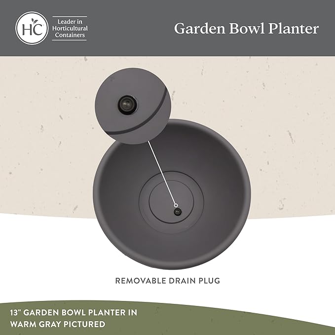 The HC Companies Shallow Planter with Drainage - Contemporary Garden Bowl Planter for Flowers, Herbs & More - Round Succulent Planter Pot for Indoors and Outdoors (14" Slate Blue, Pack of 1)