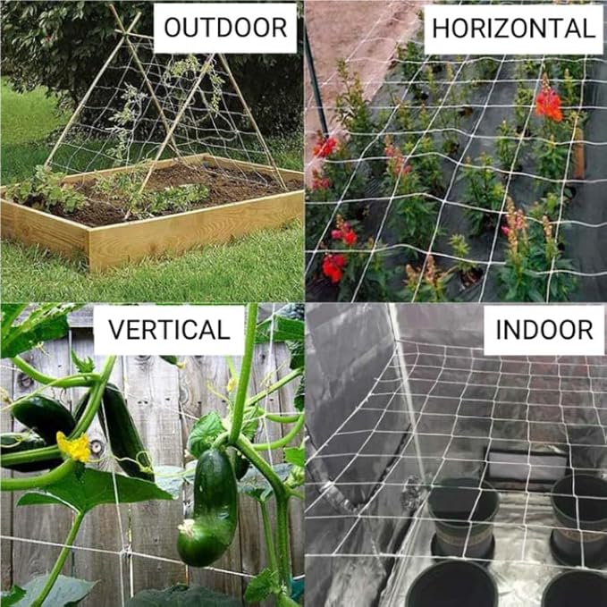 Common Culture Bio Trellis Netting Bulk Roll | 5 ft x 60 ft with 6-Inch Squares | Heavy-Duty Garden Plant Support for Climbing Plants and Hydroponics | UV Resistant, Durable, Easy to Install