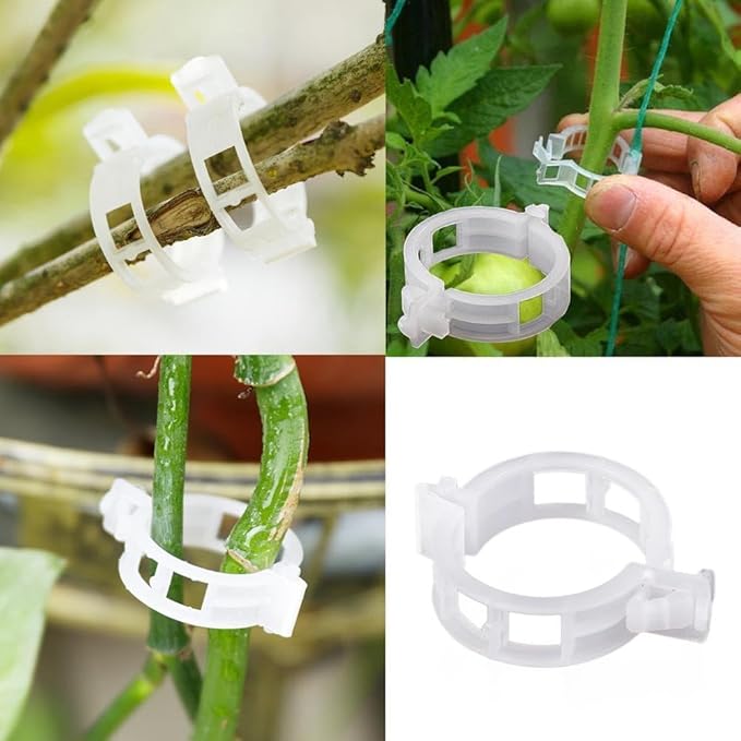 100Pcs White Plastic Trellis Clips Plant Support Clips,Tomato Clip,Cages Plants Vine Vegetable Fastening Clip Grafting Tools Make Plant Grow Upright and Healthier,Plants Support Structures