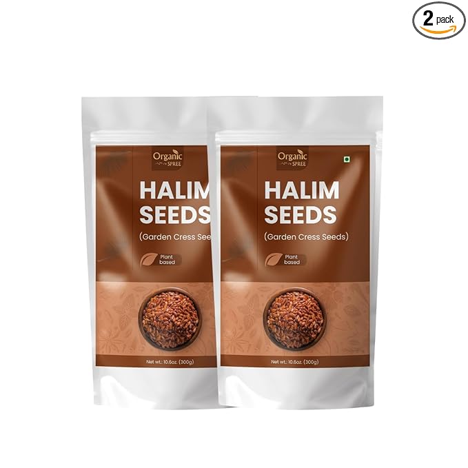 Organic Spree Halim Seeds 300gm (10.6oz) | Garden Cress Seeds | Pure and Natural - Pack of 2