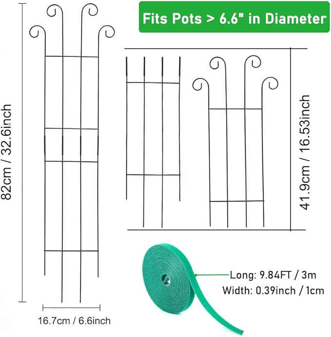 32.6inch Plant Trellis for Pot Climbing Plants Indoors & Outdoor, Garden Trellis for Potted Plants, Rust-Proof Metal Sturdy Yet Gentle Climbing Stakes Support for Ivy Pothos Hoya Monstera (4pcs)