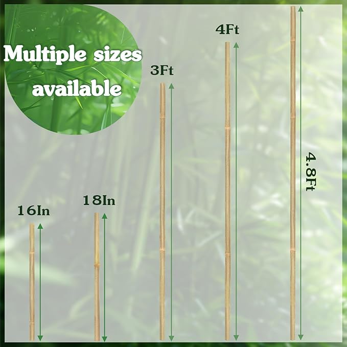 Plant Stakes,20Pcs Bamboo Stakes,16 Inches Natural Bamboo Plant Support Stakes,Bamboo Stakes for Indoor and Outdoor Plants Tomatoes Beans Flowers Potted Plants Climbing Support