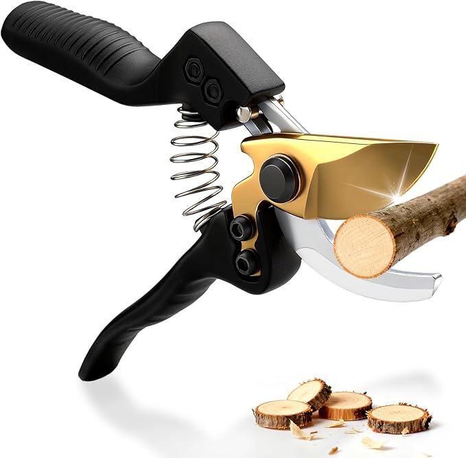 Pruning Shears for Gardening Professional 8"Bypass Garden Shears With Sharp SK5 Steel Blade Hand Pruners Clippers Scissors Tool for Yard Rose Tree Branches Flower Plants Limbs Vines