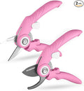 WORKPRO 2 Pack Garden Pruning Shears, 6.9" Bypass & Straight Shears, Premium Gardening Clippers for Flowers, Plants, and Fruit Trimming, Pink