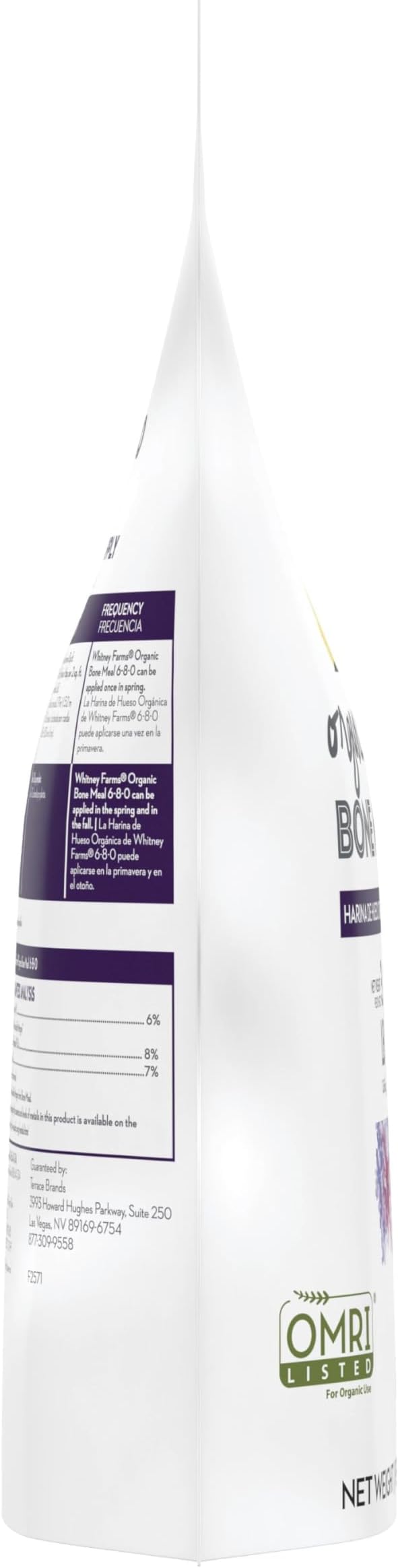Whitney Farms Organic Bone Meal 6-8-0 - Phosphorus Fertilizer for Root Growth in Bulbs, Roses, Flowers, Vegetables, Trees and Shrubs - 3 lb.