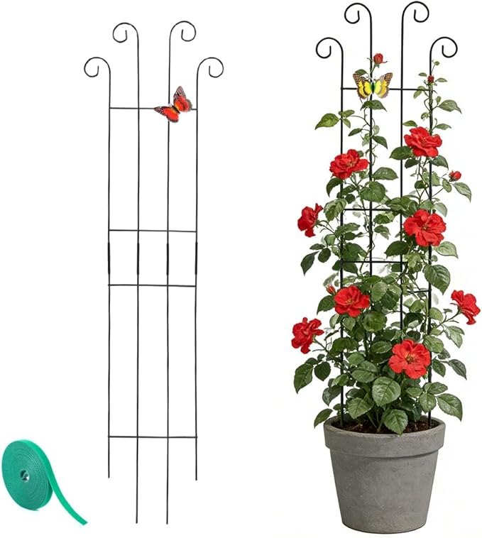 32.6inch Plant Trellis for Pot Climbing Plants Indoors & Outdoor, Garden Trellis for Potted Plants, Rust-Proof Metal Sturdy Yet Gentle Climbing Stakes Support for Ivy Pothos Hoya Monstera (2pcs)