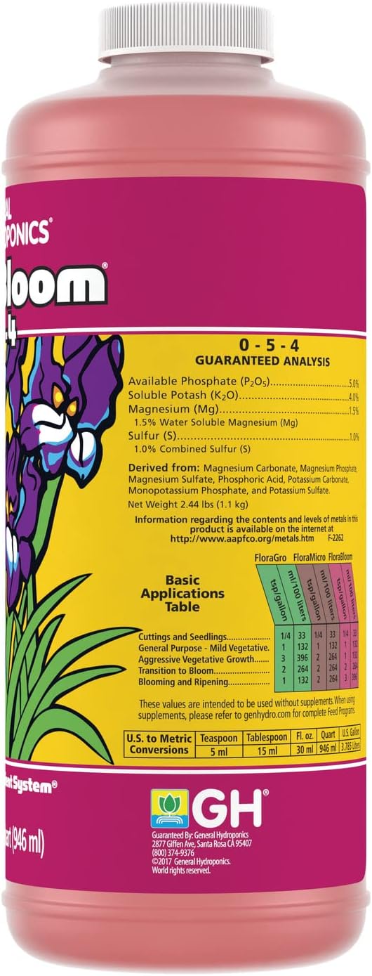 General Hydroponics GH1432 Not Available Hydroponics FloraBloom, 1 Quart