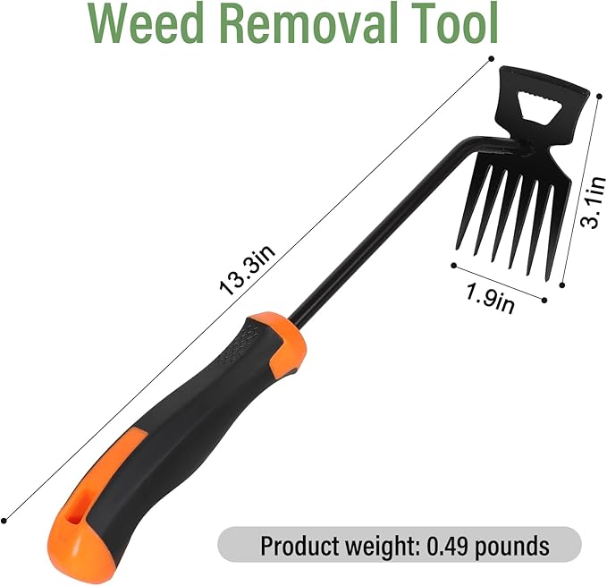 Weed Remover Tool,Garden Weeder Tool,New Manganese Steel Gardening Weeding Tools,for Hand Weeder for Vegetable Gardening Backyard Farm Planting & Uprooting Weeding Tool(Rubber Handle)
