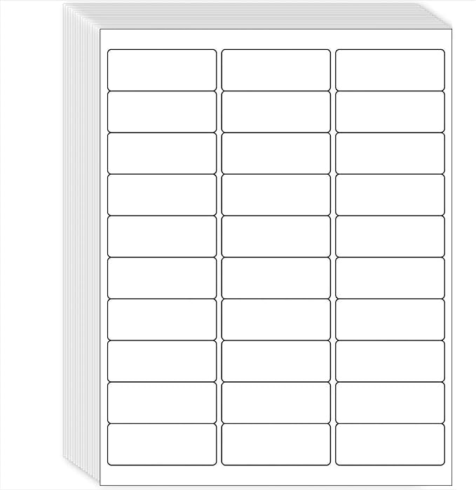 1" x 2-5/8" Shipping Address Labels 1500 Label Stickers Paper for Laser/Inkjet Printer 30 per Page Printable Mailing Labels - Matte, 50 Sheets
