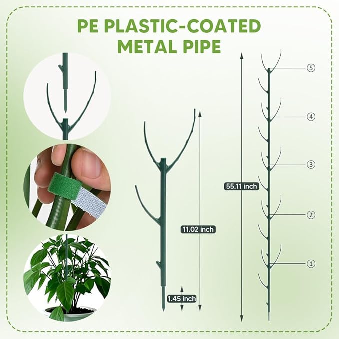 Stackable Monstera Plant Support, 10 Pack Garden Plant Support Stakes for Indoor Outdoor Plants Climbing Plant Support Structures Plant Holder Stick Moss Pole for Support Tall Potted Plants
