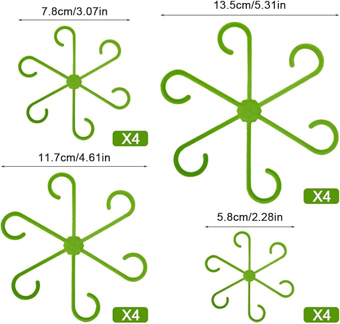 16 Pcs Plant Stem Support, 4 Sizes Climbing Houseplant Stem Support Stakes for Indoor Plants, Reusable Plastic Flower Plant Stabilizer, Plants Leaf Holders Hook for Growing Tomatoes, Orchids, Peonies