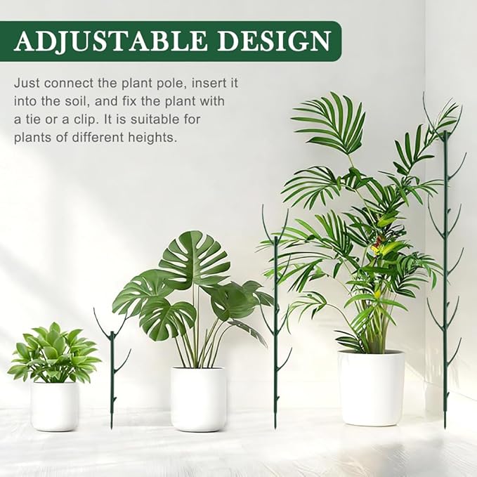 22pack Stackable Plant Support Stakes Climbing Plant Support Structures Stem Holder Structures Frame Plants Holder Stick Moss Pole for Supports(Color:Green)