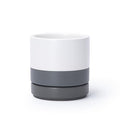 D'vine Dev 4.7 Inch Ceramic Planter Pot with Drainage Hole and Saucer, Indoor Cylinder Round Planter Pot, White/Speckled Grey, 94-O-B-6