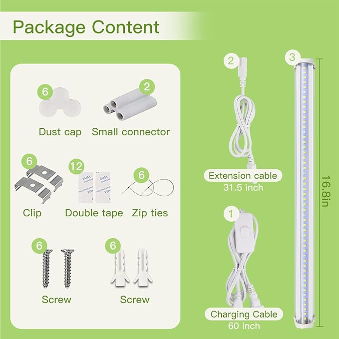 GYTF T5 LED Grow Lights, 1.4Ft 5000K Full Spectrum White Grow Lights for Indoor Plants Strip, Greenhouse Succulent Seed Starting, End-to-End Design
