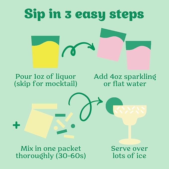 Craftmix Skinny Margarita Cocktail & Mocktail Drink Mixer, Skinny Mixes - Water Flavoring Packets - Made With Real Fruit - Vegan, No-Carb, No-Sugar, Non-GMO, Dairy Free, Gluten Free, 12 Pack