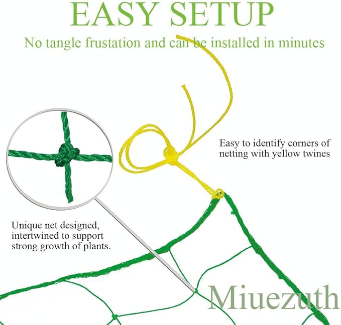 Trellis Netting for Climbing Plants - Heavy Duty Garden Trellis Netting for Cucumber, Vine, Fruits & Vegetables Tomato Plants Trellis Net, Climbing Vining Plants (1-Pack 3.3' x 6.6'Ft)