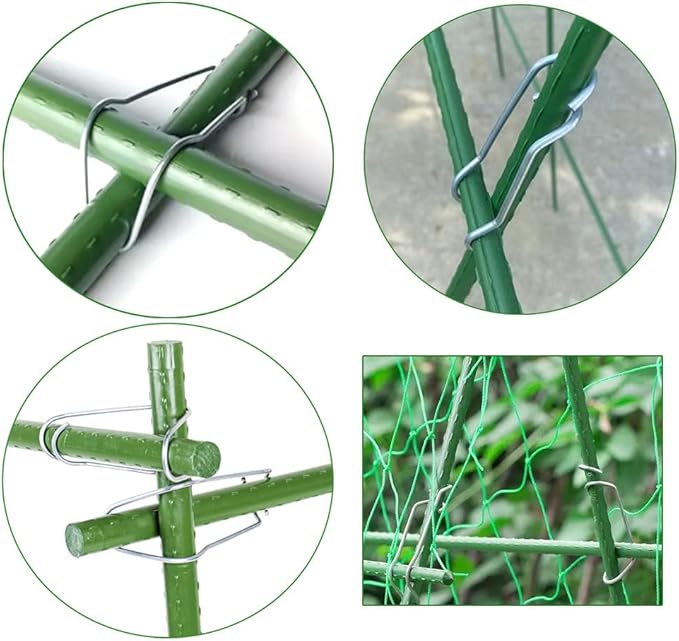 20 Pcs Garden Pile Connecting Stakes Clip, Plant Grid Clip, Connector, Galvanized Steel Clip Trellis Clips Plant Climbing Frame Buckles for Tomato Cucumber Eggplant Vegetable（20mm/0.8In）