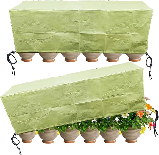 EJW Planter Cover, Plant Covers Freeze Protection,2 Pack 68" 17.8" 15.8" Planter Covers for Winter, Frost Cloths for Outdoor Plants, Raised Bed Covers for Winter.