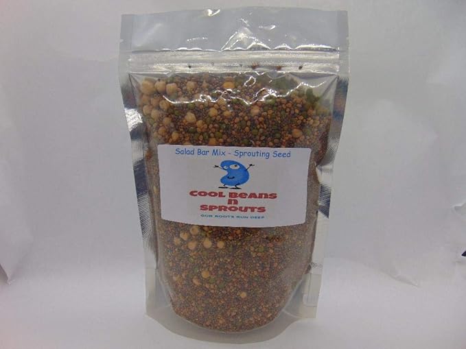 The Salad Bar Mix Seeds for Sprouting microgreens, 12 Ounce"COOL BEANS n SPROUTS" Brand, Broccoli, Alfalfa, Radish, Kale, Mustard, Arugula, Cress, Mung Bean, Garbanzo Bean
