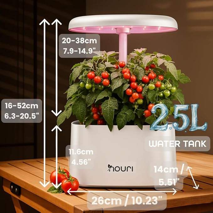 Nouri 5 pod Smart Garden for Home Cooks | w/Heirloom Basil | Hydroponics Growing System | LED Grow Lights | Indoor Herb Garden Kit | Herb Growing Kit Indoors for Plant Lovers, Gardeners, Kitchen