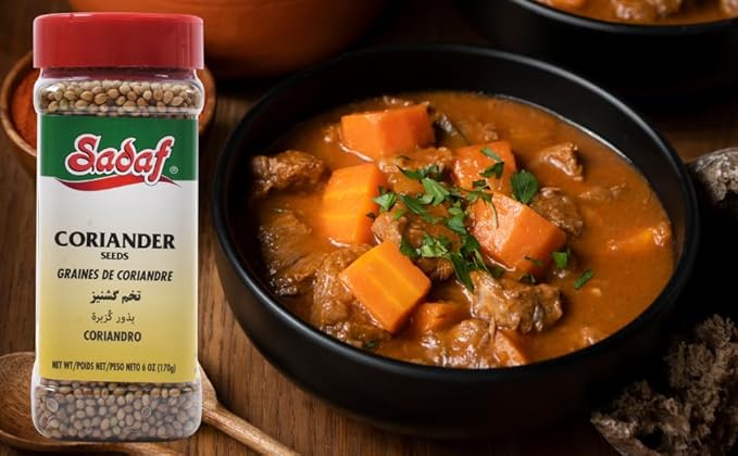 Sadaf Coriander Seeds - Whole Coriander Seeds for Cooking and Food Flavoring- Mediterranean Cuisine - Semillas de Cilantro - Kosher - 6 Oz Bottle