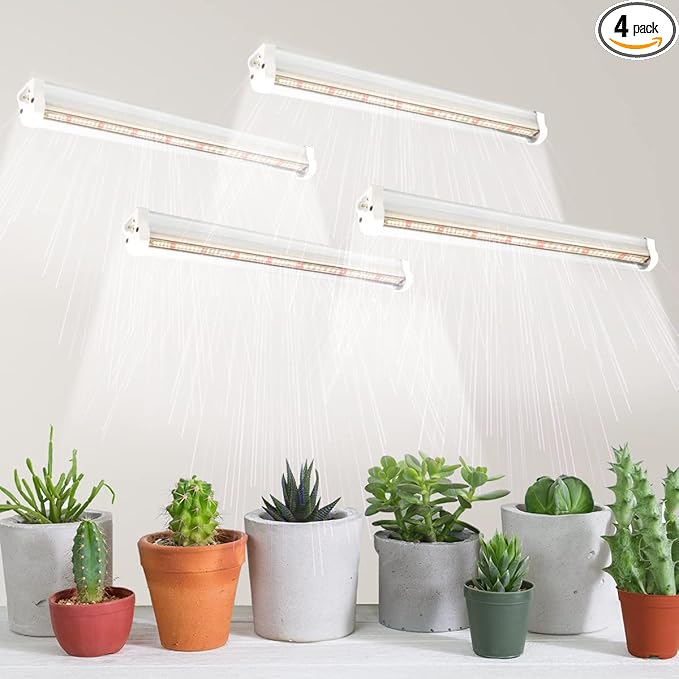 GYTF Plant Grow Light Strips, 204 LED-Bulbs 5000K White Full Spectrum Grow Light Strips for Indoor Plants, Succulents, Seeds Starting, Greenhouse, End-to-End Connection (4x10W, 200W Equivalent)