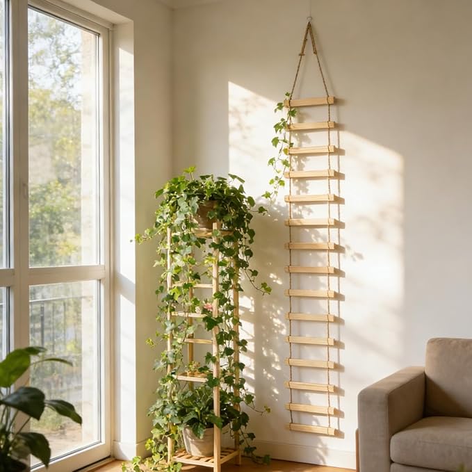 Wooden Plant Support Trellis for Climbing Plants, 6ft Large Tall Plant Ladder Home Decor for Indoor Outdoor Pothos, Vines, Lvy, Monstera