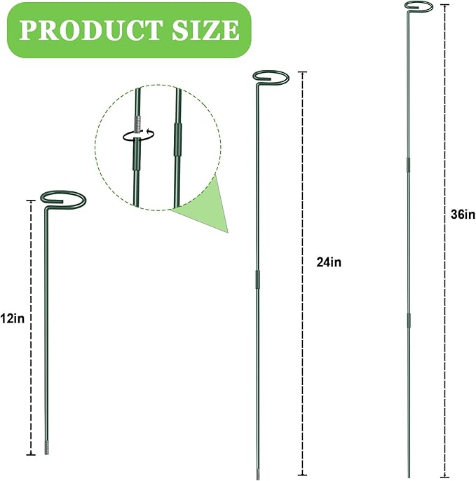 36 Inch Plant Stakes Tall(4 Set), Adjust Three Sizes(12 or 24 or 36 Inch) Plant Support Stakes for Outdoor or Indoor,Garden Plant Stakes for Flowers Amaryllis Tomato Lily Peony Rose Flower Narcissus