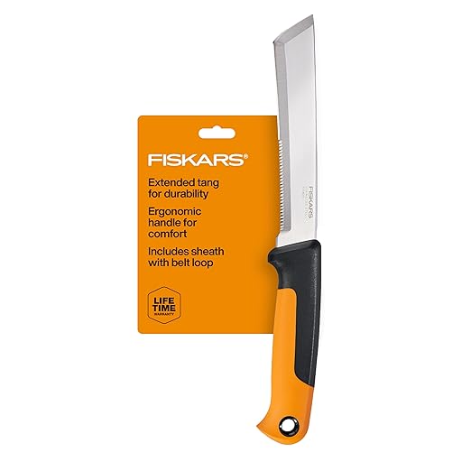 Fiskars Harvesting Knife, Gardening Gifts for Women, Serrated Edge Hand Tool with Sheath, Black
