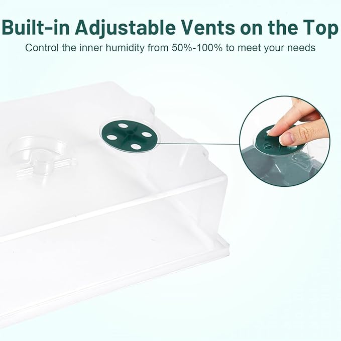 YoleShy 5 Packs Seed Starter Tray with Dome Reusable Plastic Plant Growing Trays with Humidity Domes Lids Thickened Sturdy for Seed Starting Germination Growing Seedling Propagation,14.5"x9"