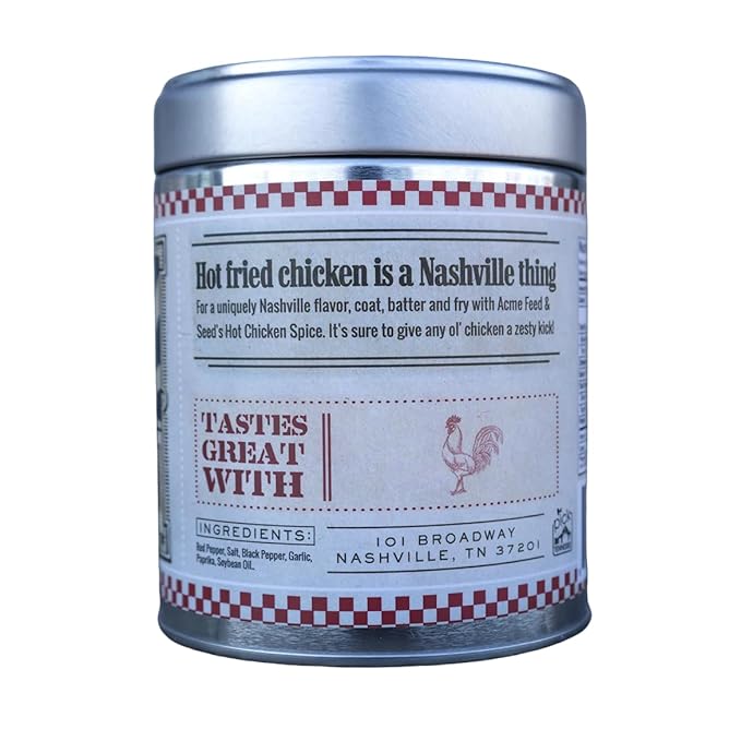 Acme Feed & Seed Nashville Hot Chicken Rub – 12 oz Tin – Authentic Spicy Southern Seasoning Blend – Gourmet Rub for Fried Chicken, Wings, BBQ, Grilling, Smoking & Home Cooking
