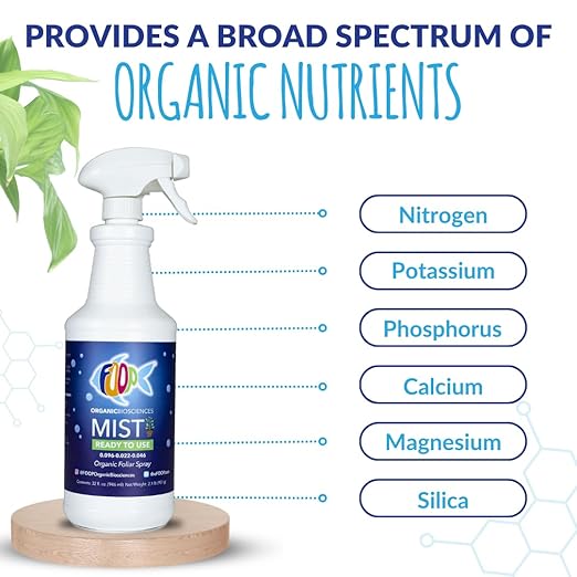 FOOP Mist - Organic Foliar Spray Made from Fish Manure (with Fresh Minty Scent) | Corrects & Prevents Plant Nutrient Deficiencies | Ready to Use, No Mixing Required (32oz)