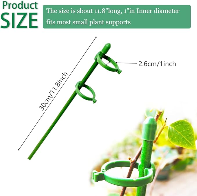 Belit 8 Pack Small Plant Support Plant Stakes, Adjustable Garden Single Stem Support Stake, Planter Support Ring for Orchid, Rose, Peony, Peppers and More, 12 inch